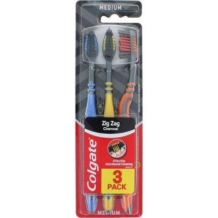 Colgate Zigzag Charcoal Medium Toothbrush 3Pack