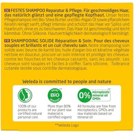 Weleda Organic Solid Shampoo Repair & Care Natural Cosmetics Hair Care Soap - Image 3