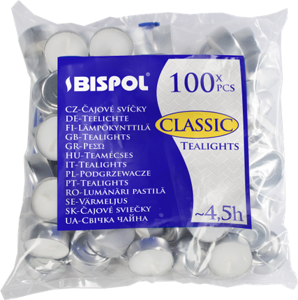 Tealights White 100 Pieces Approx. 4.5 Hours Burning Time