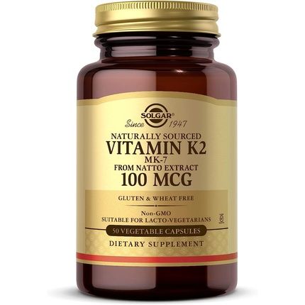 Solgar Vitamin K2 (Mk-7) 100Mcg Bone Health Vegetable Capsules 50 Count