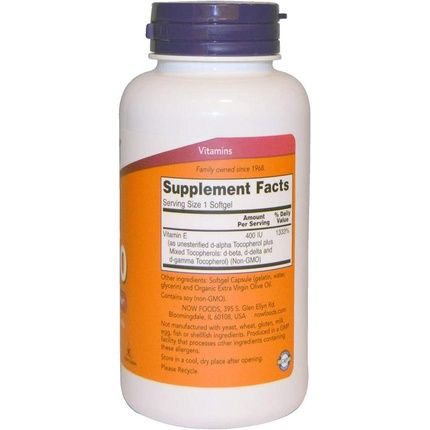 Now Foods Vitamin E-400 Natural Mixed Tocopherols Softgels 100 Count
