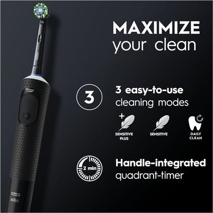 Oral-B Vitality Pro Electric Toothbrush Twin Pack With 2 Replacement Brushes 3 Cleaning Modes For Dental Care Designed By Braun Black Purple - Image 3