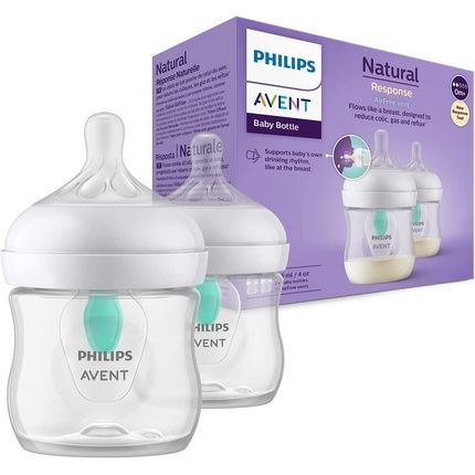 Philips Avent Natural Response Baby Bottle 125Ml With Airfree Vent Bpa Free For Newborn Babies - Pack Of 2