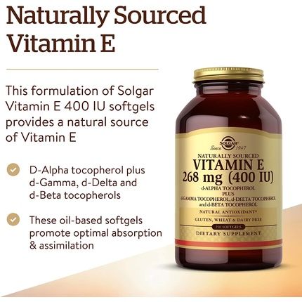 Solgar Natural Source Vitamin E 268mg Softgels - Protects Cells From Oxidative Stress - Immune System Support - Vegan and Gluten Free - Image 3