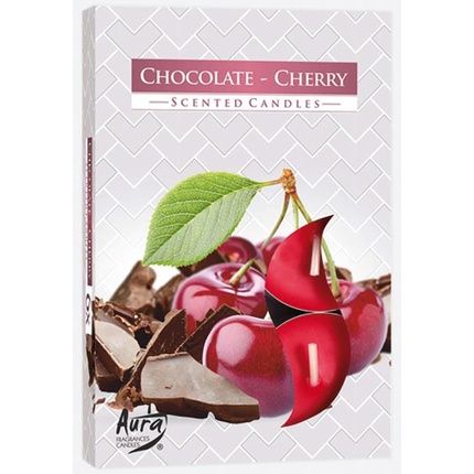 Aura Candles Tealights Fragrance 6Er Chocolatecherry In Coloured Folding Box