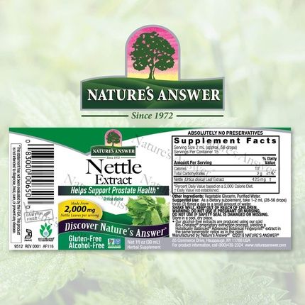 Nature'S Answer Alcohol-Free Nettle Leaf 2000Mg 1Oz Extract Prostate Support Concentrated Dark Green Nettle Leaf Herbal Supplement Non-Gmo Kosher Gluten-Free