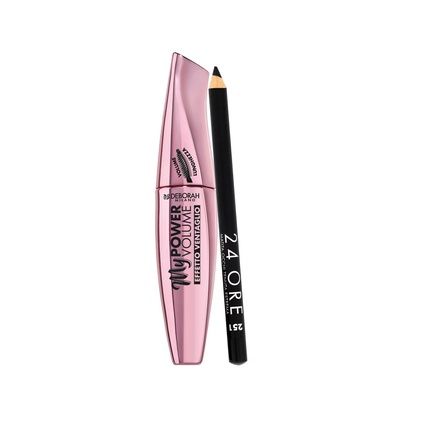 Deborah Set 24H Extra Gel Pencil Eyeliner And My Power Waterproof Volumizing Mascara - Black