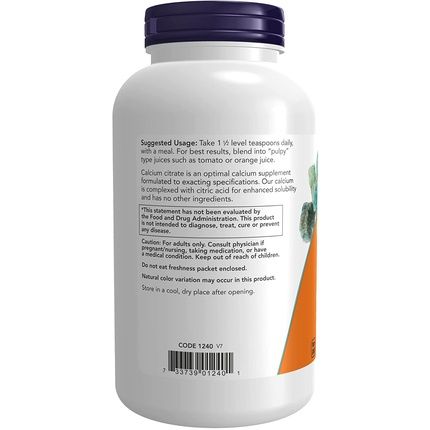 Now Supplements Calcium Citrate Powder Highly Bioavailable Supports Bone Health 8-Ounce - Image 3