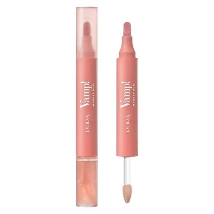 Pupa Vamp Marker Duo Lip Marker & Oilgloss 002 Frozen Rose 4 Ml
