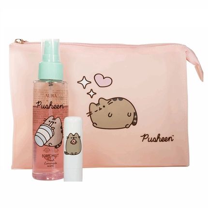 Pusheen Set Body Mist 100Ml Lip Balm 38G Cosmetic Bag