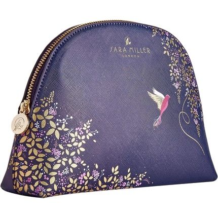 Sara Miller Beauty Chelsea Cosmetic Bag Purple Medium Hummingbird Navy