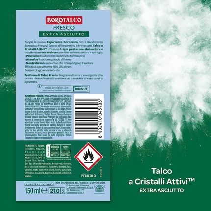 Borotalco Deo Spray Fresco With Active Crystal Talk Fresh Scent 48H 150Ml