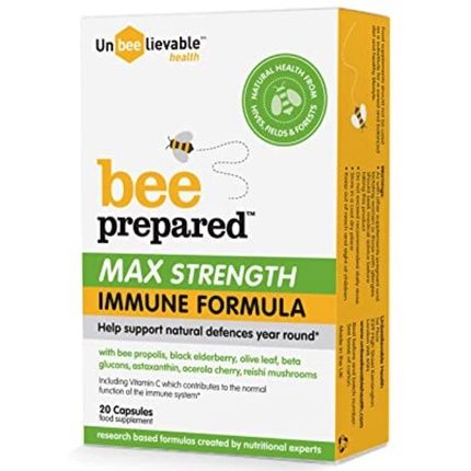 Unbeelievable Health Bee Prepared Max Strength Immune System Formula With Bee Propolis And Elderberry - 60 Capsules