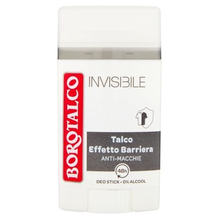 Borotalco Deodorant Stick Invisible Gray 40Ml - Roll On Invisible Talc Barrier Effect 1.3 Fl Oz Made In Italy