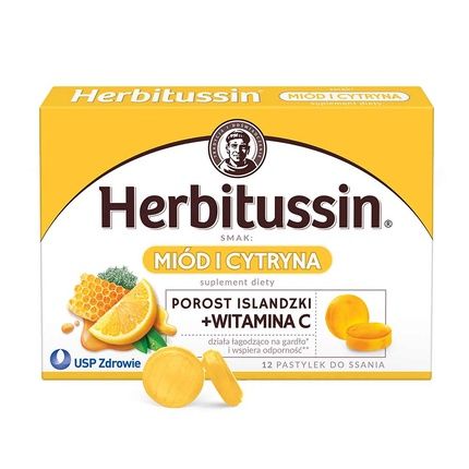 Herbitussin Honey And Lemon Lichen With Vitamin C Lozenges - 12 Lozenges