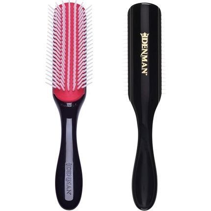 Denman Hairbrush D3 Black Handle With Red Cushion 7 Rows Black/Red