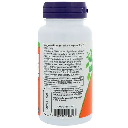 Now Foods Elderberry 500Mg 60 Veg Capsules - Image 3