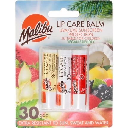 Malibu Sun Spf 30 Lip Balm Sunscreen Vanilla Tropical Strawberry 5G
