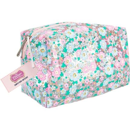 The Vintage Cosmetic Company Makeup Bag Fresh And Light Cosmetic Bag For Makeup Storage Periwinkle Floral Design
