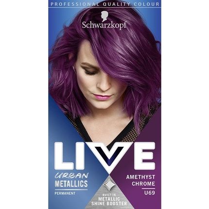 Schwarzkopf Live Urban Metallics Vibrant Permanent Purple Hair Dye With Coconut Oil - Amethyst Chrome U69