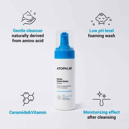 Atopalm Facial Foam Wash Gentle Baby Wash Tear-Free Sulfate-Paraben-Free Ph Balanced Hypoallergenic For Sensitive Skin Ewg Green Grade Foaming Facial Cleanser 5.07 Fl Oz 150Ml - Image 3