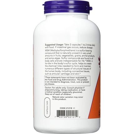Now Foods Msm 1000Mg Standard 240 Capsules - Image 3