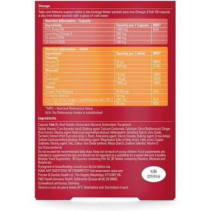 Seven Seas Omega-3 Fish Oil Immunity 60 High Strength Tablets 1000Mg With Vitamin C And Zinc - Pack Of 2