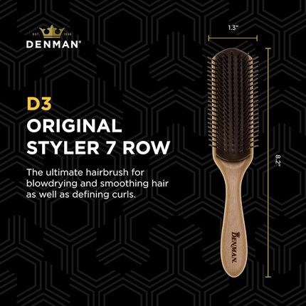 Denman Curly Hair Brush D3 Wood 7 Row Styling Brush For Detangling Separating Shaping And Defining Curls - For Women And Men