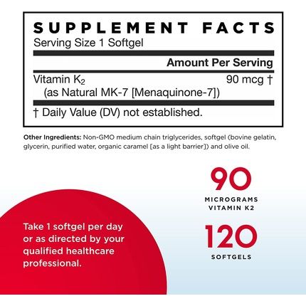 Jarrow Formulas Mk-7 90Mcg Superior Vitamin K Product For Building Strong Bones 120 Softgels