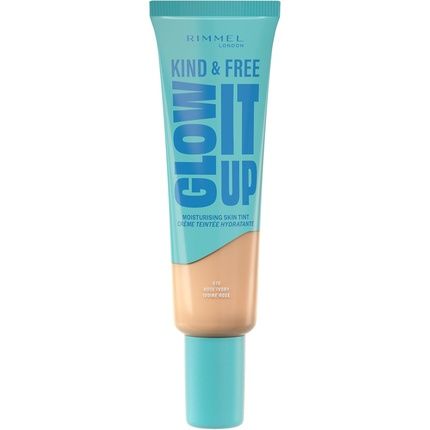 Rimmel London Kind & Free Glow It Up Moisturising Skin Tint - 010 Rose Ivory, Soothes And Calms Sensitive Skin