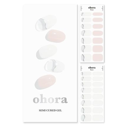 Ohora Semi Cured Gel Nail Strips Soft Cream - White/Nude
