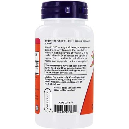 Now Foods Vegetarian Vitamin D2 120 Veg Capsules 1000 Iu/25Mcg - Image 3