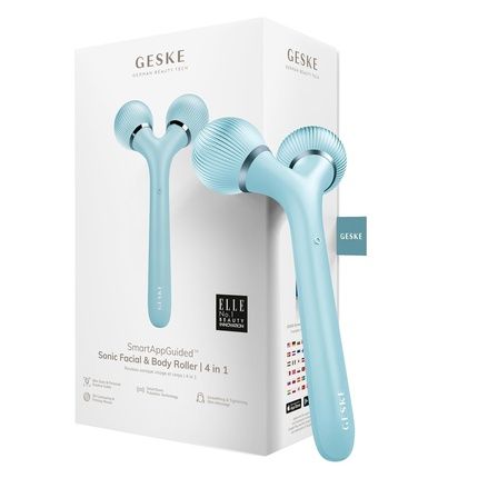 Geske Smartappguided Sonic Facial & Body Roller 4 In 1 Dermaroller Device For Face And Body Professional Face Roller Tightens And Defines Body And Face Turquoise