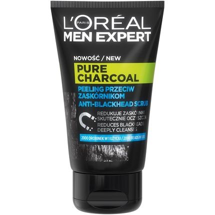 L'Oreal Men Expert Pure Power Charcoal Scrub 100Ml - Effective Against Blackheads