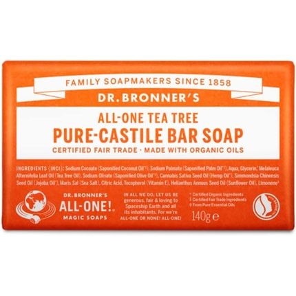 Dr Bronner'S 3-In-1 Tea Tree Pure Castile Bar Soap 140G