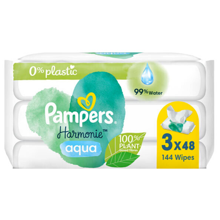 Pampers Harmonie Aqua Baby Wipes 3 X 48