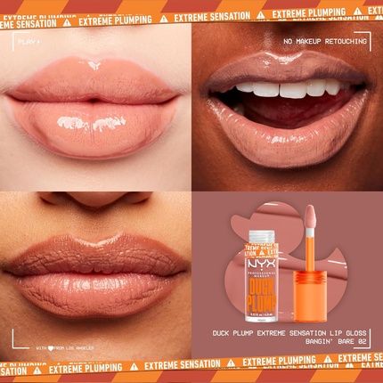 Nyx Professional Makeup Lip Plumping Gloss Intense Colour High Pigmentation Extreme Shine Finish Infused With Spicy Ginger Vegan Formula Duck Plump Banging Bare - Image 3