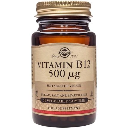 Solgar Vitamin B12 500Ug Vegetable Capsules - Easy To Take Form - Support For Nervous System, Heart, And Mind - Vegan
