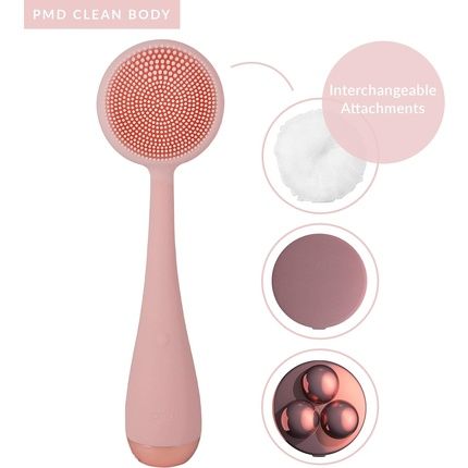 Pmd Clean Body Smart Body Cleansing Device With Silicone Brush And Three Interchangeable Attachments Waterproof Sonicglow Vibration Cleanse Exfoliate And Massage Body Blush