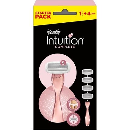 Wilkinson Sword Intuition Complete Razor Value Size Razor 5 Blades For Women Suitable For Sensitive Areas Black Set Of 5 Pieces