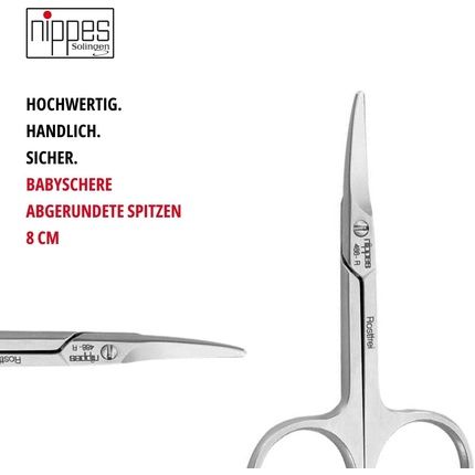 Nippes Solingen Professional Baby Scissors 8Cm Rustproof With Rounded Corners