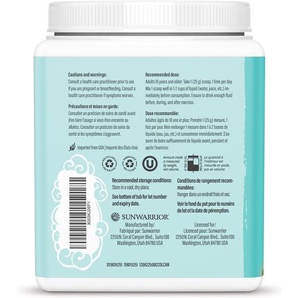 Sunwarrior Vegan Collagen Building Powder Protein Peptide With Biotin Vitamin C Hyaluronic Acid Chocolate 20 Servings