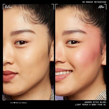 Nyx Professional Makeup Wonder Stick Blush With Hyaluronic Acid And Moisturizing Blendable Texture Light Peach And Baby Pink - Image 3