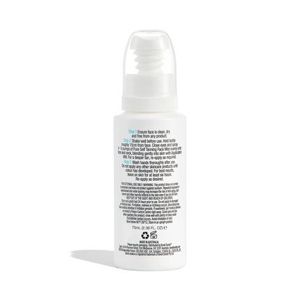 Bondi Sands Pure Self-Tanning Face Mist Moisturizing Lightweight Formula With Vitamin C And E 70Ml