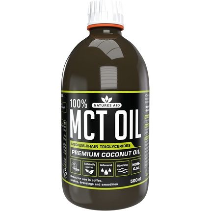 Natures Aid Natural Pure Mct Oil From Premium Coconut Oil 500Ml