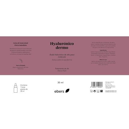 Ebers Hyaluronic Dermo High Molecular Weight Hyaluronic Acid Restores Vital Moisture Balance 30Ml