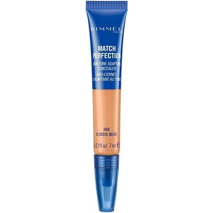 Rimmel London Match Perfection Light Coverage Blendable Liquid Concealer 7Ml 040 Classic Beige
