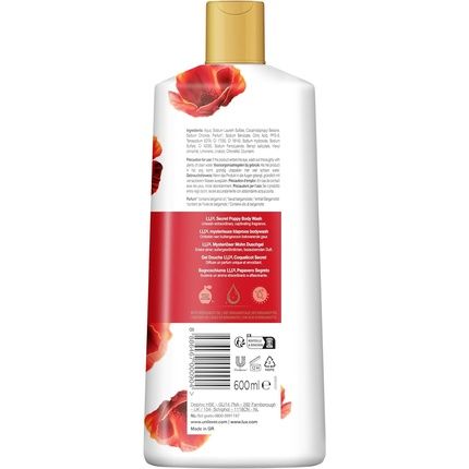 Lux Secret Poppy Body Wash With Bergamot Oil Gentle Soothing Shower Gel Nourishing Body Cleanser Aromatic Fragrance Bath Soap 600Ml