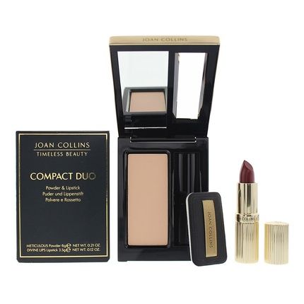 Joan Collins Compact Duo Powder And Helene Cream Lipstick For Women 6G Powder And 35G Lipstick