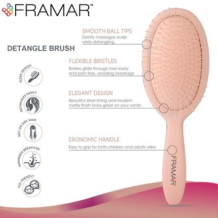 Framar Detangling Brush For Curly Hair With Elegant Design - Champagne